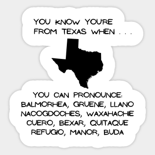 Texas City Names Sticker